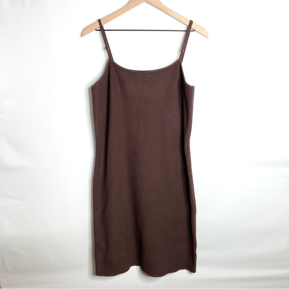 NWT House of Harlow 1960 Sleeveless Brown Ribbed Sweater Dress Bodycon Size XL